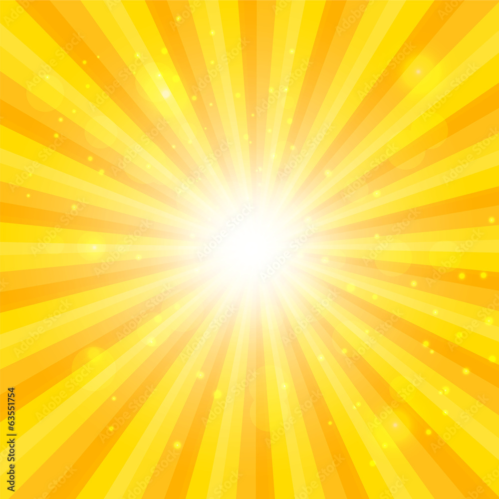 Orange Sun hypnotic background. Vector illustration