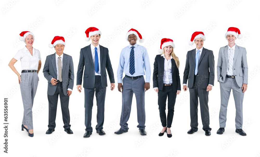 Group of Business People with Santa Hat