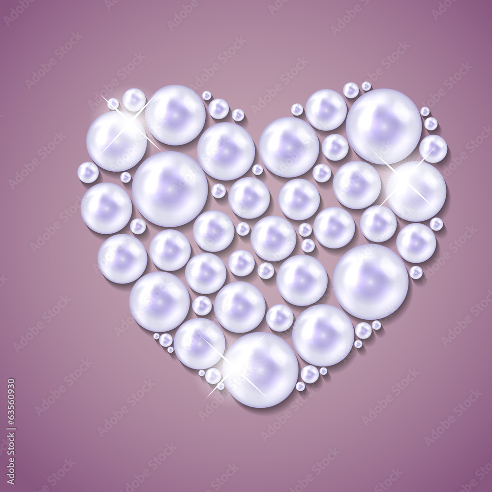 Pearl heart vector illustration background