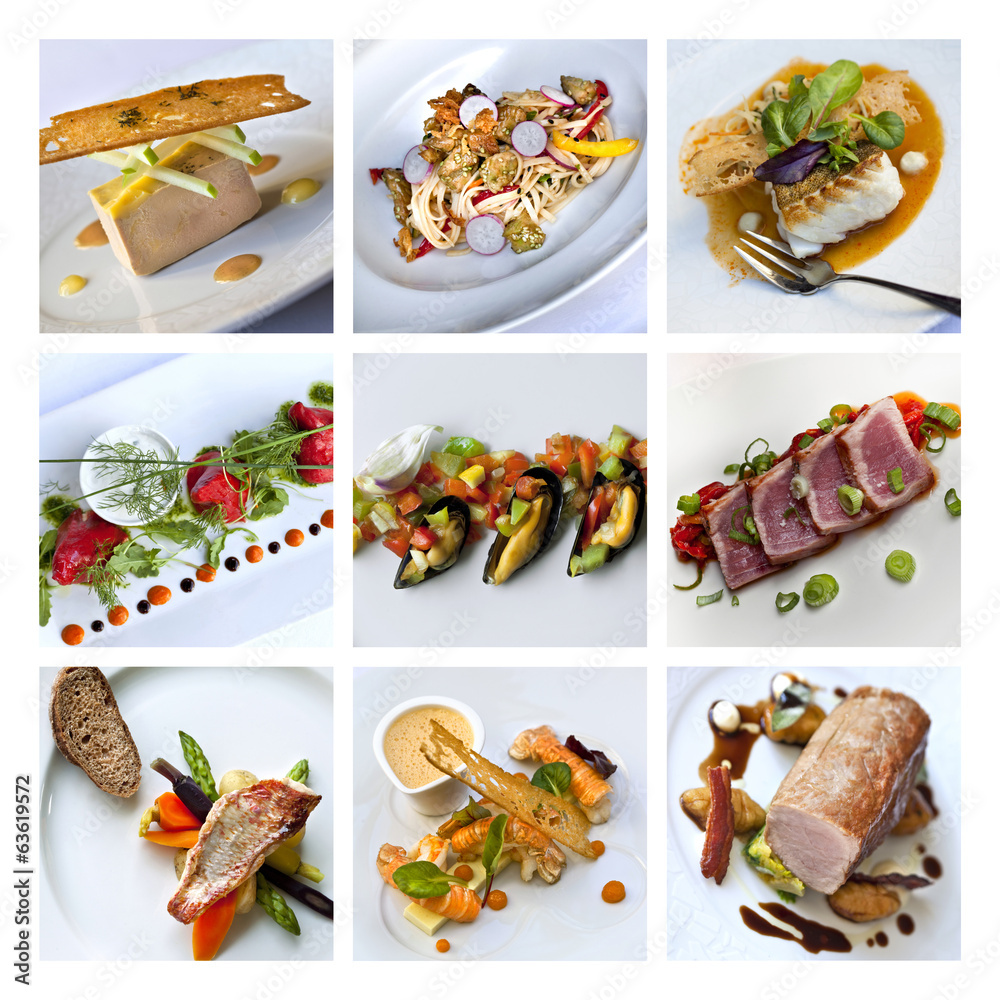 Collage de plats gastronomiques