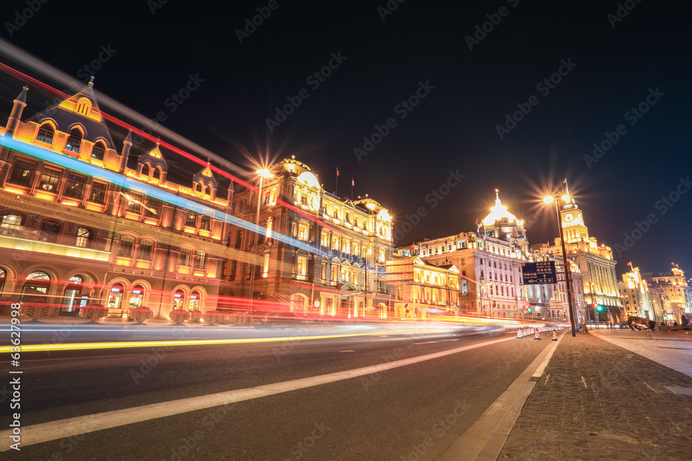 shanghai bund street at night