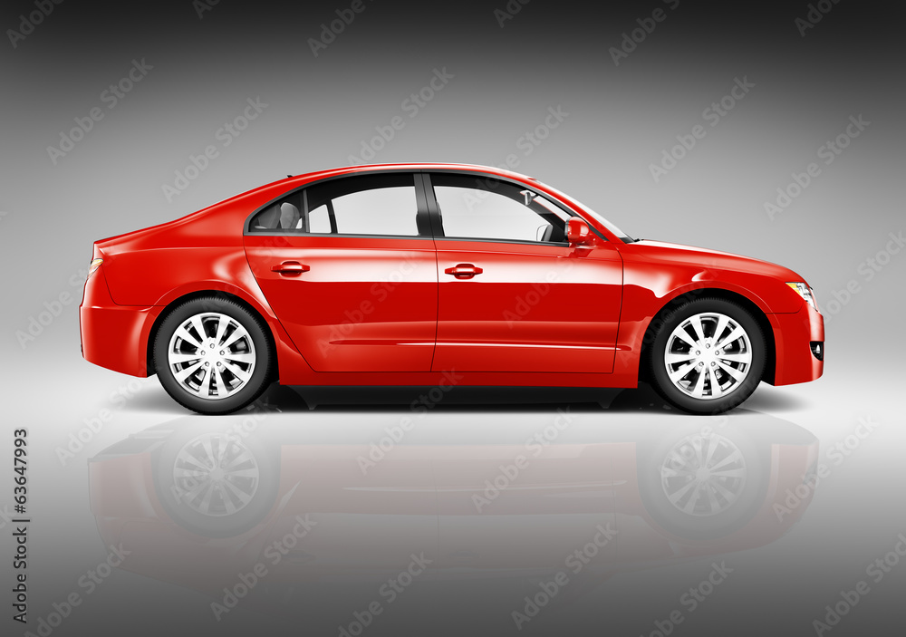 Red Sedan 3D Car