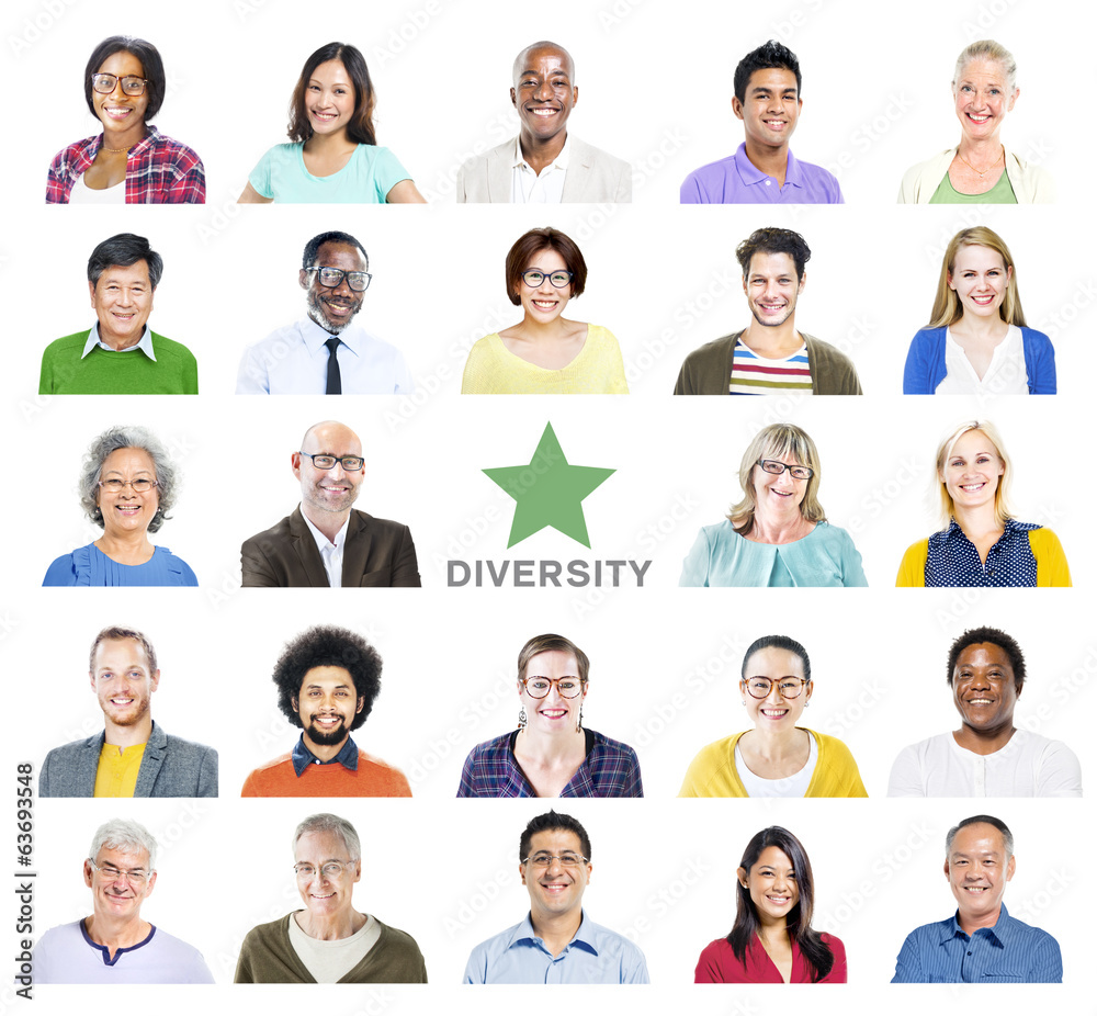 Portrait of Multiethnic Colorful Diverse People