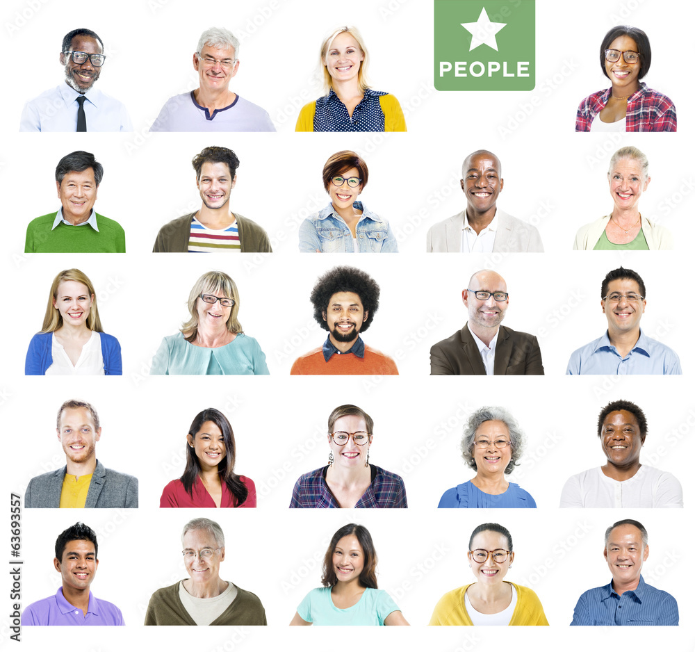 Portrait of Multiethnic Colorful Diverse People