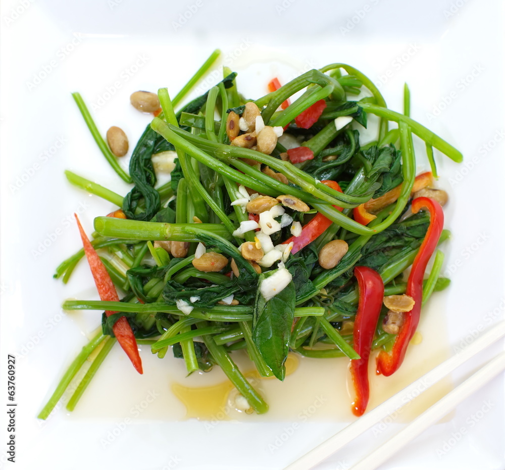 quick fried water spinach with chili and soy sauce