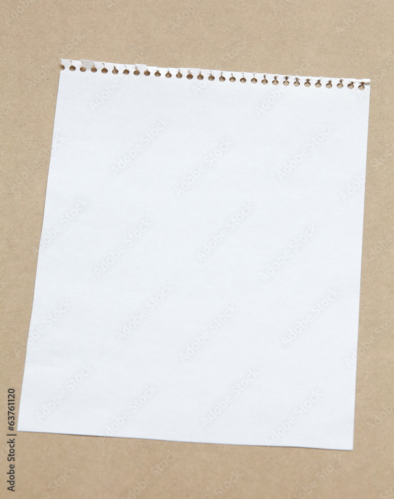 white blank note paper on brown background