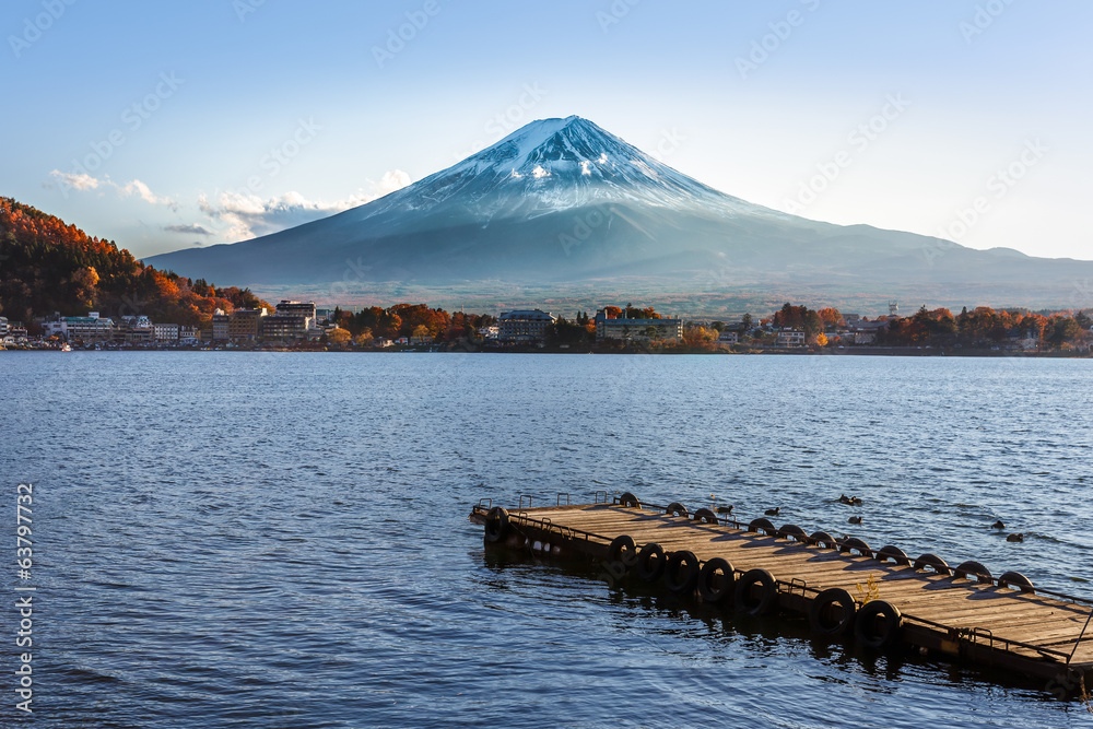 日本河口湖的富士山