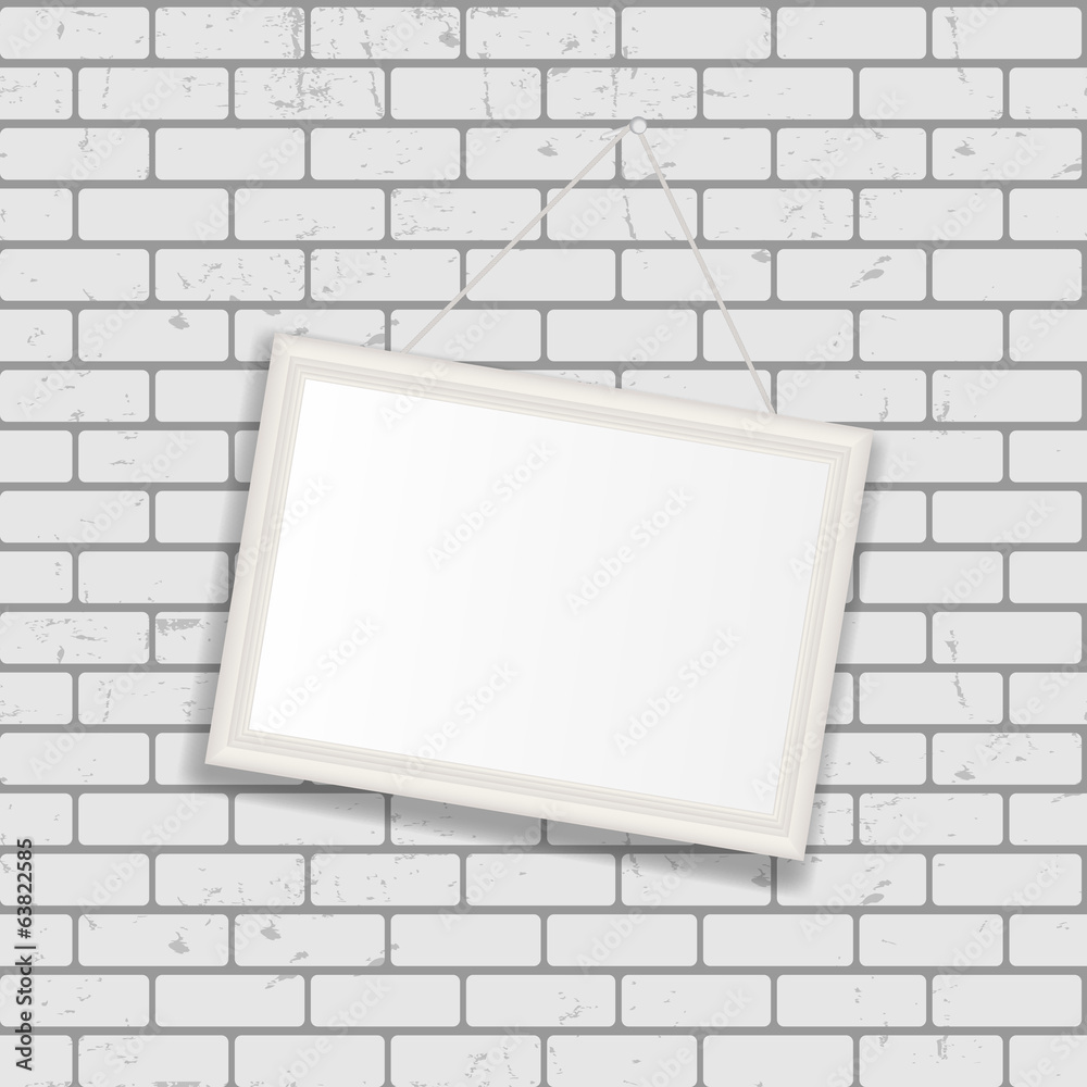 Frame on Brick Wall for Your Text and Images, Vector Illustratio