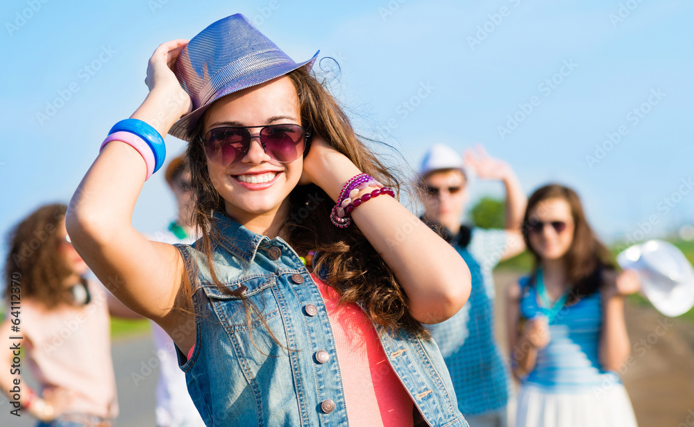 stylish young woman in sunglasses