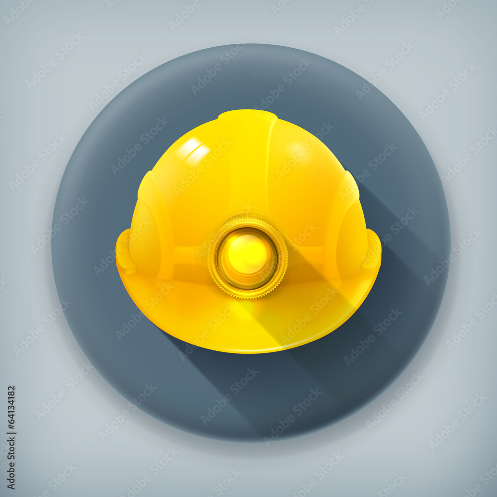 Helmet, long shadow vector icon