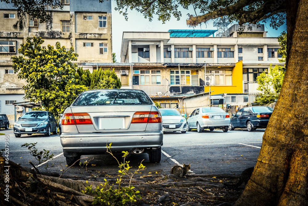 停车场上的汽车