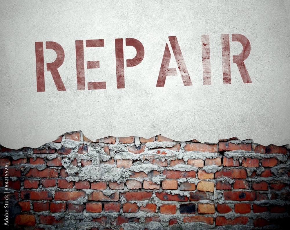 Repair concept on old brick wall