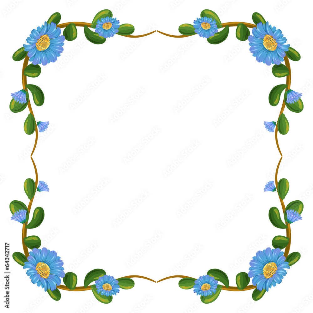 A border design with blue flowers