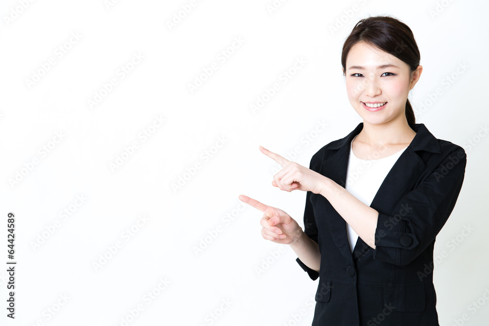 asian businesswoman showing on white background