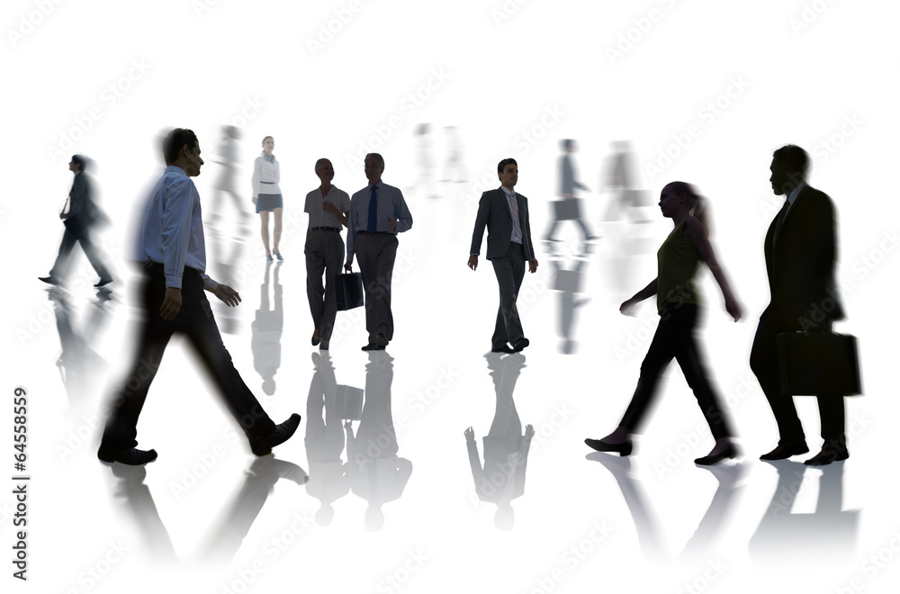 Silhouettes of Business People Rush Hour