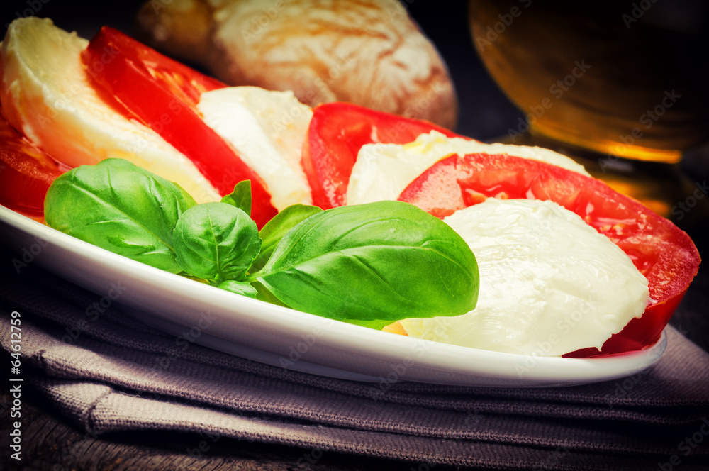 Caprese salad with tomato and mozzarella