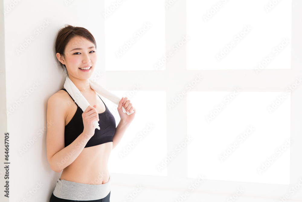 young asian woman exercise image