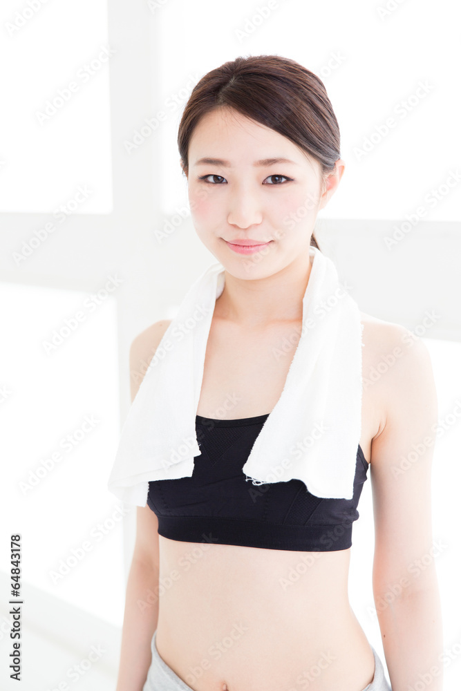 attractive asian woman exercise image