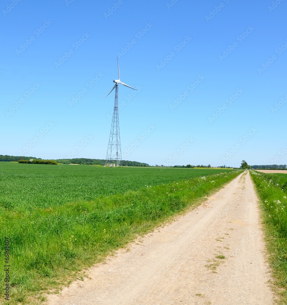 Idyllische Landschaft mit Windrad