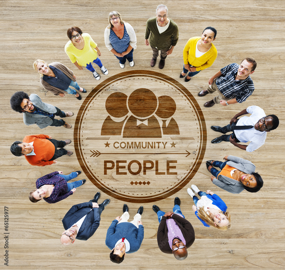 Multiethnic People Forming Circle and Community Concept