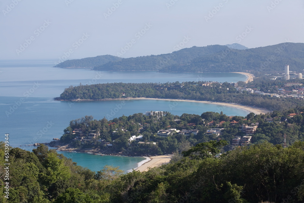 普吉岛卡隆视角的三个海湾，泰国