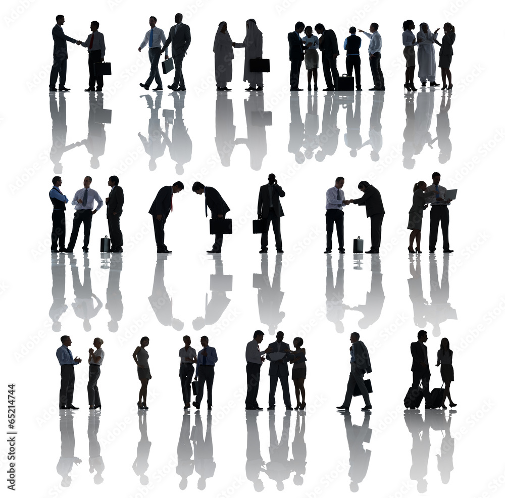 Silhouettes of Business People Working