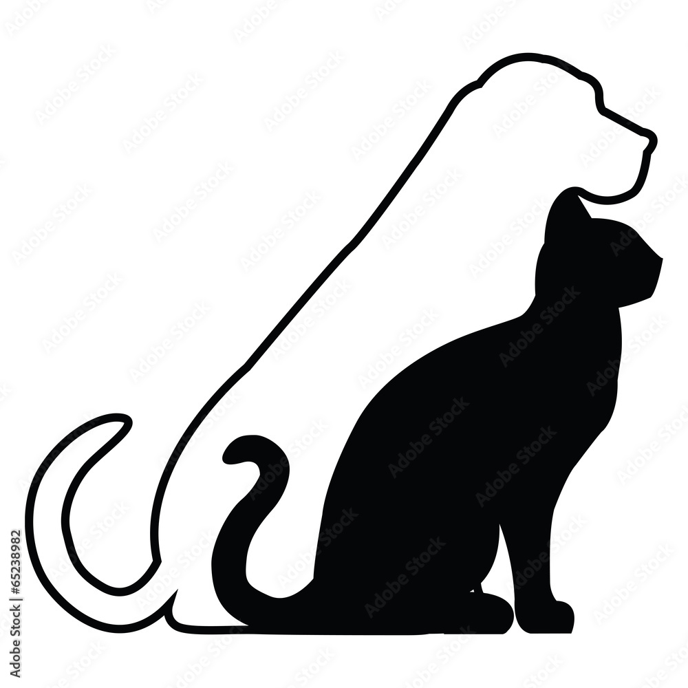 Composition of Cat and Dog Silhouettes