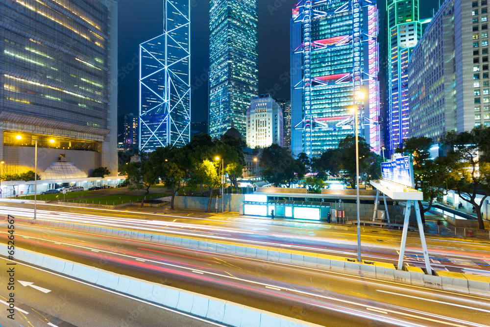 traffic and modern building in Hong Kong