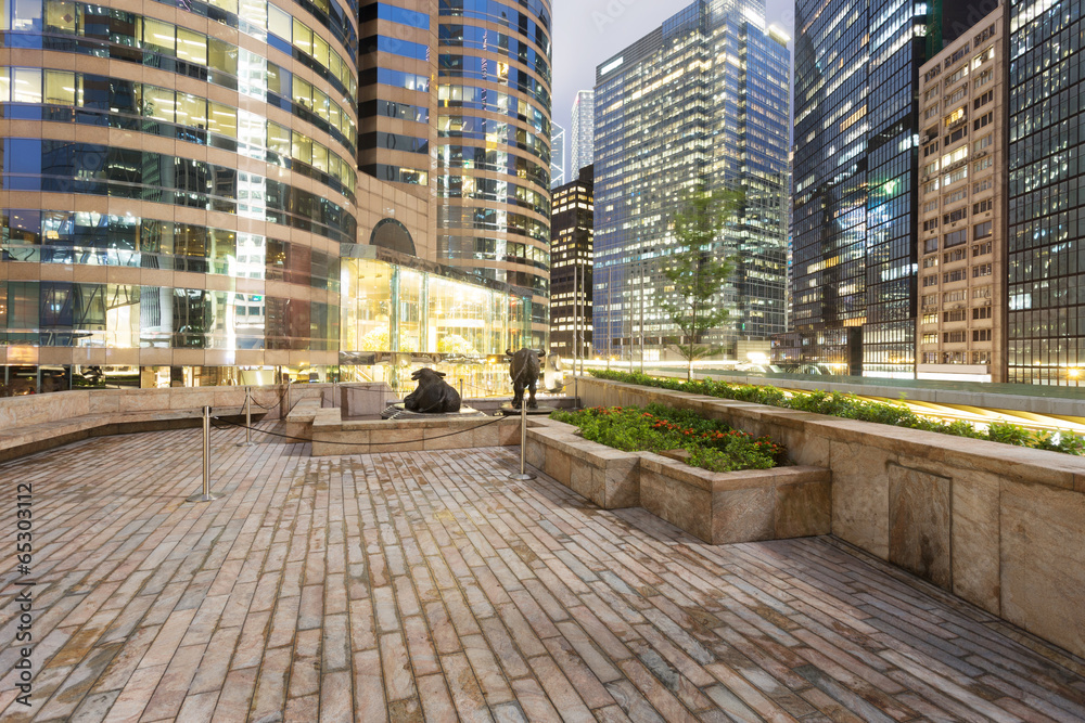 night scene of modern city，Hong Kong