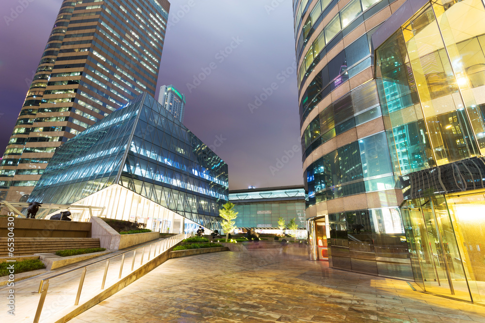 night scene of modern city，Hong Kong