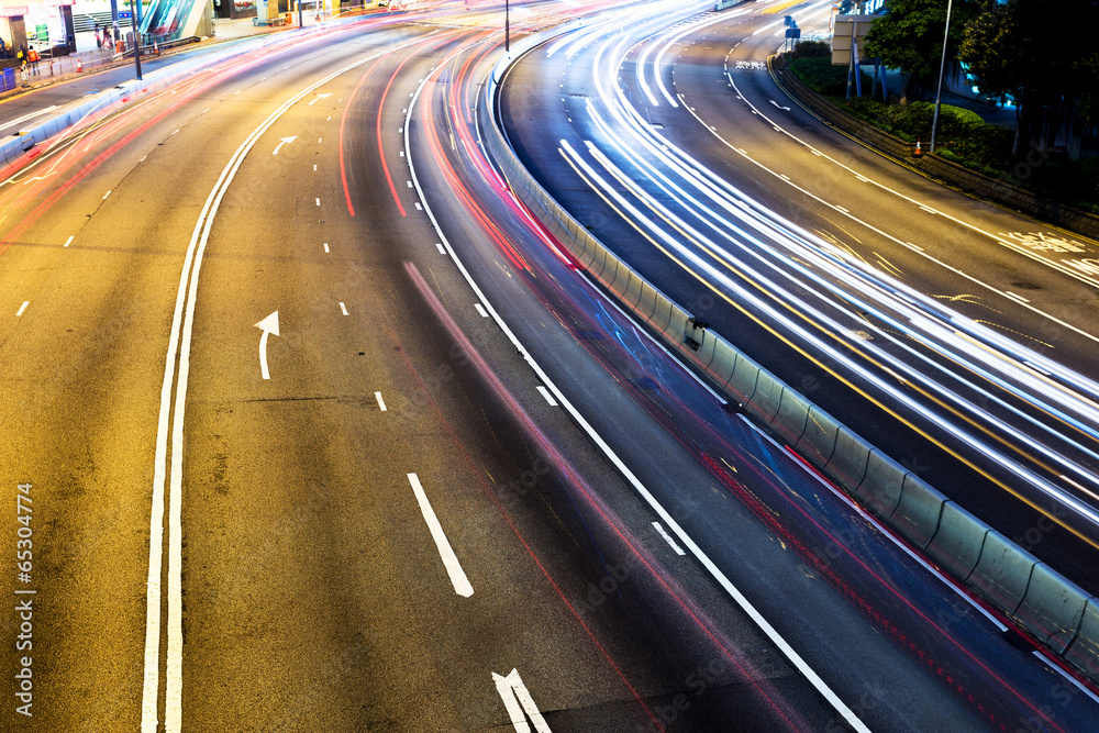 traffic in city at night