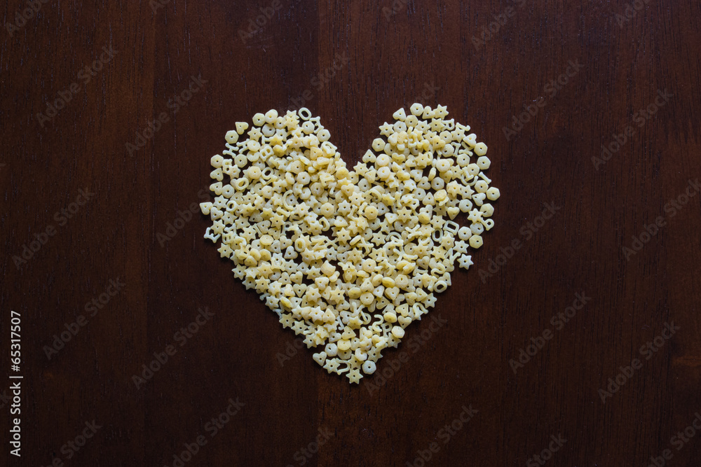 alphabet pasta，Heart-shaped of alphabet pasta