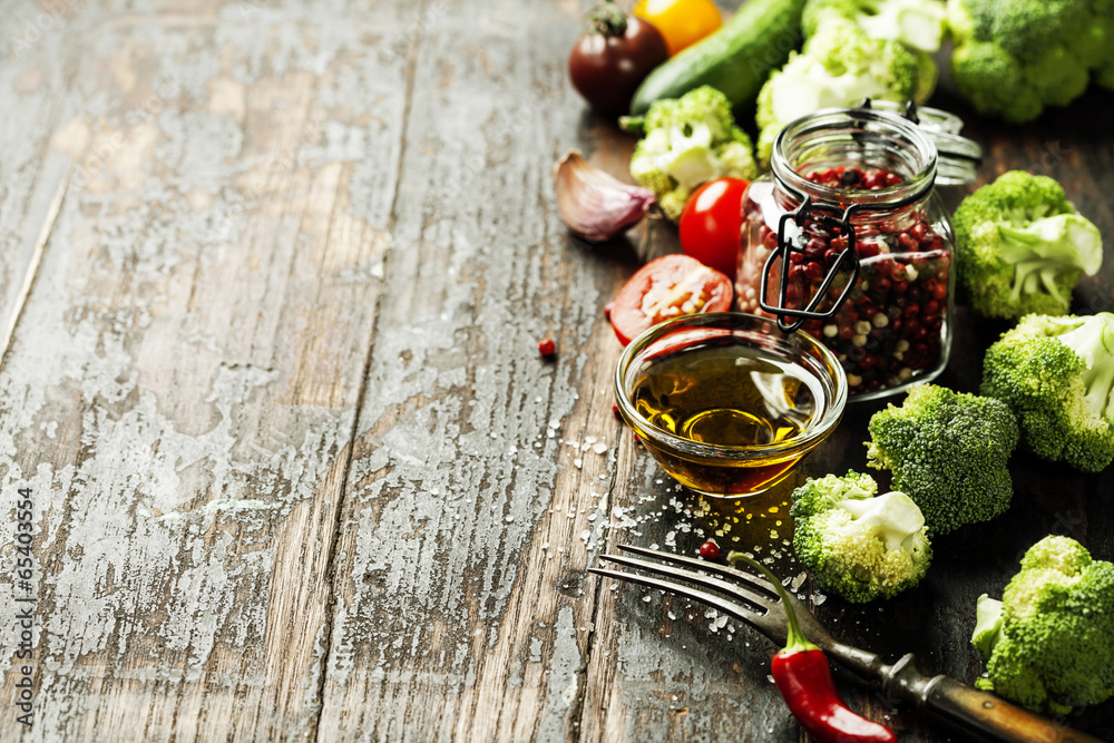 fresh green broccoli and organic vegetables