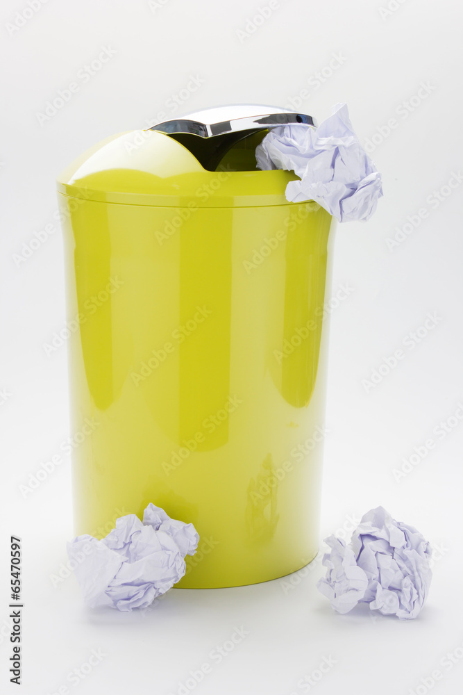 Color trash can on isolated background