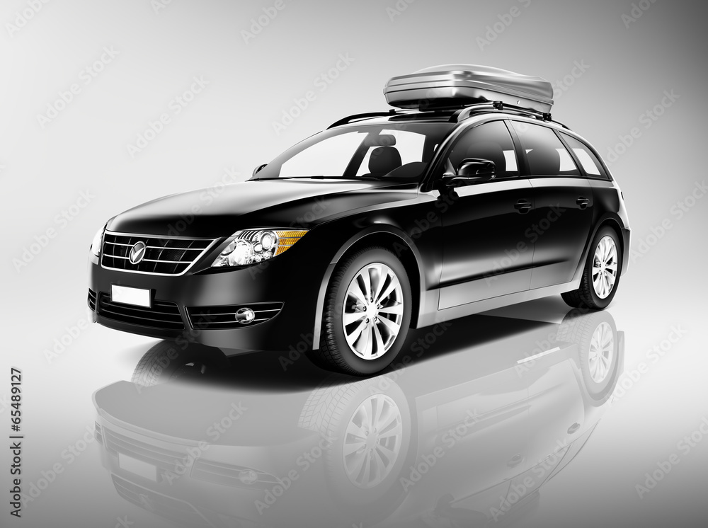 Three-Dimensional Shape Black Sedan Studio Shot