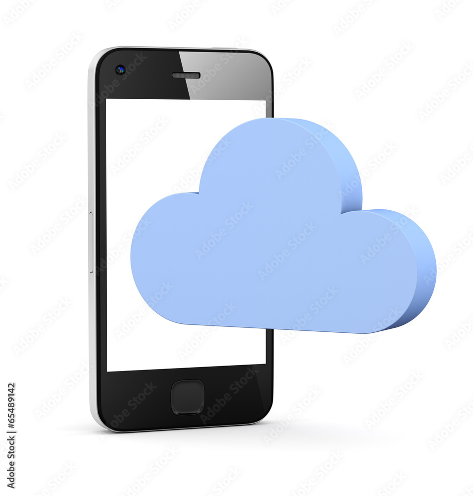 cloud shape speech bubble with phone