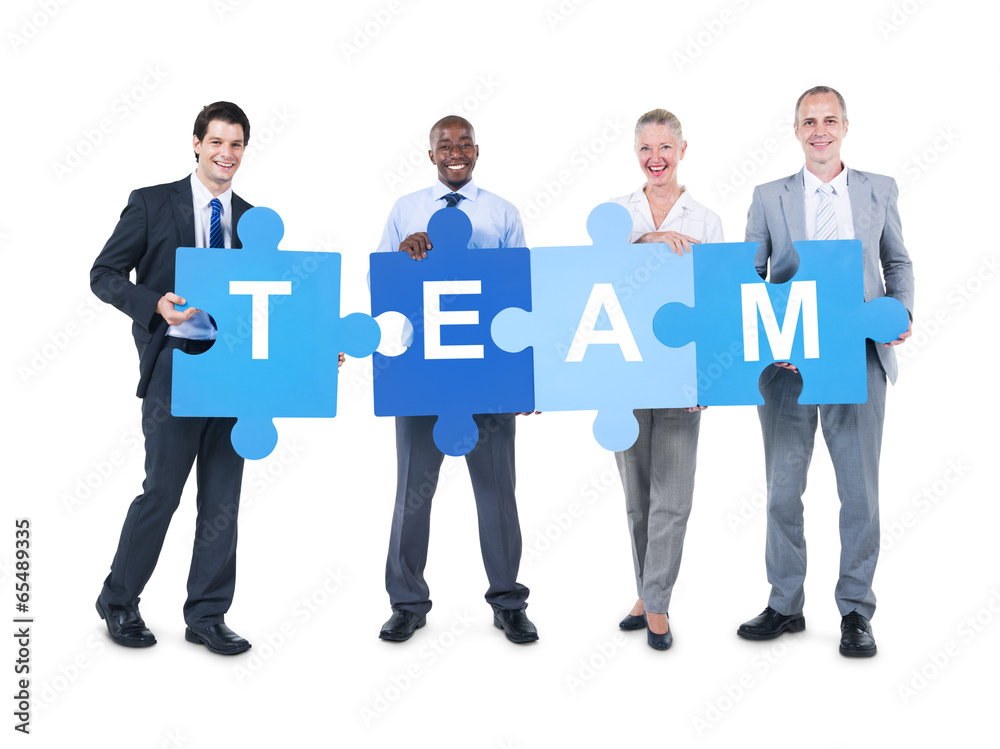 Business People Holding Team Sign