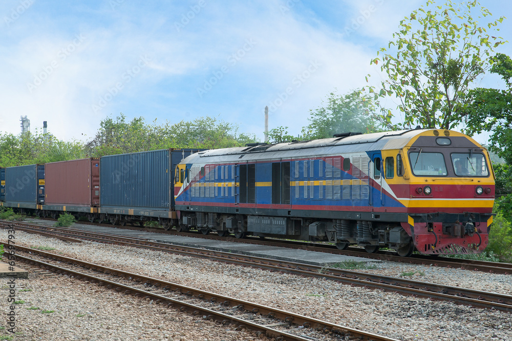 Freight train into industry zone  for Logistic Import Export bac