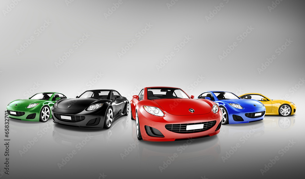 Multi Colored Three Dimensional Modern Cars