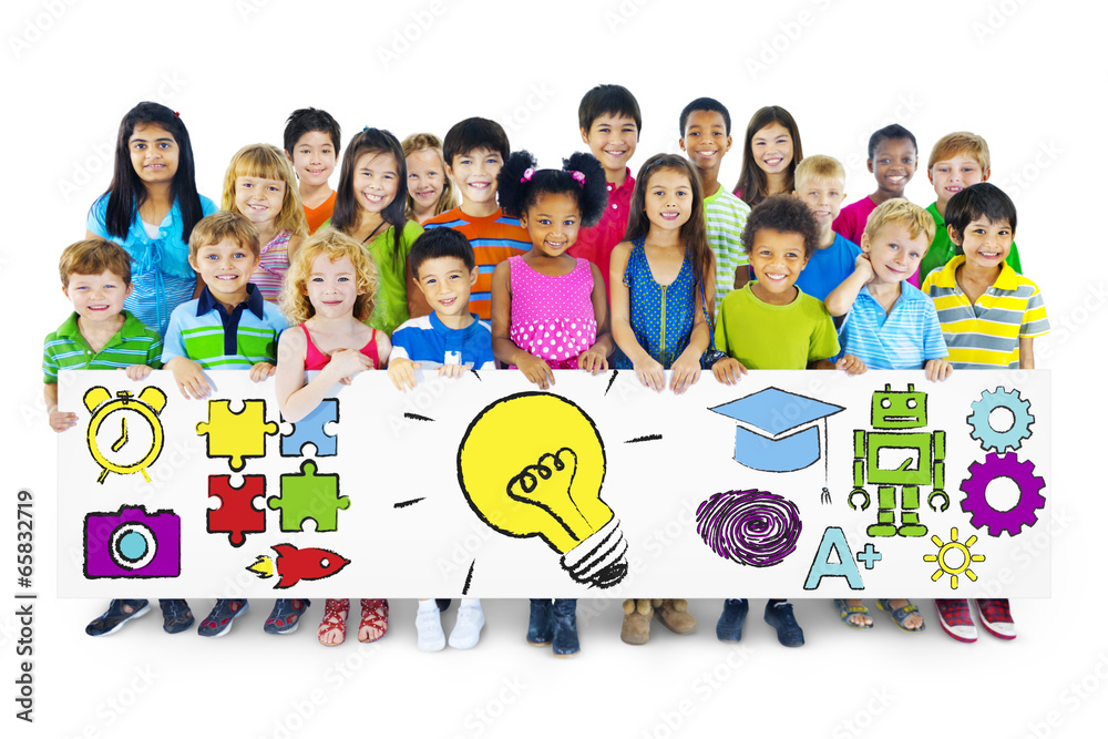 Group of Children Holding Education Concept Billboard