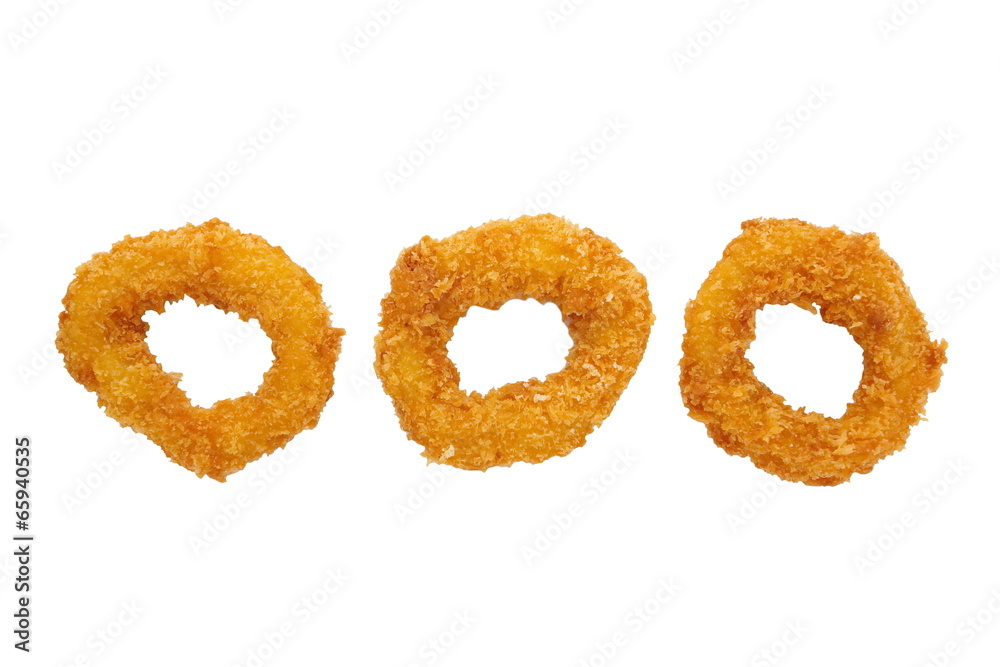 Deep fried calamari rings isolated on white