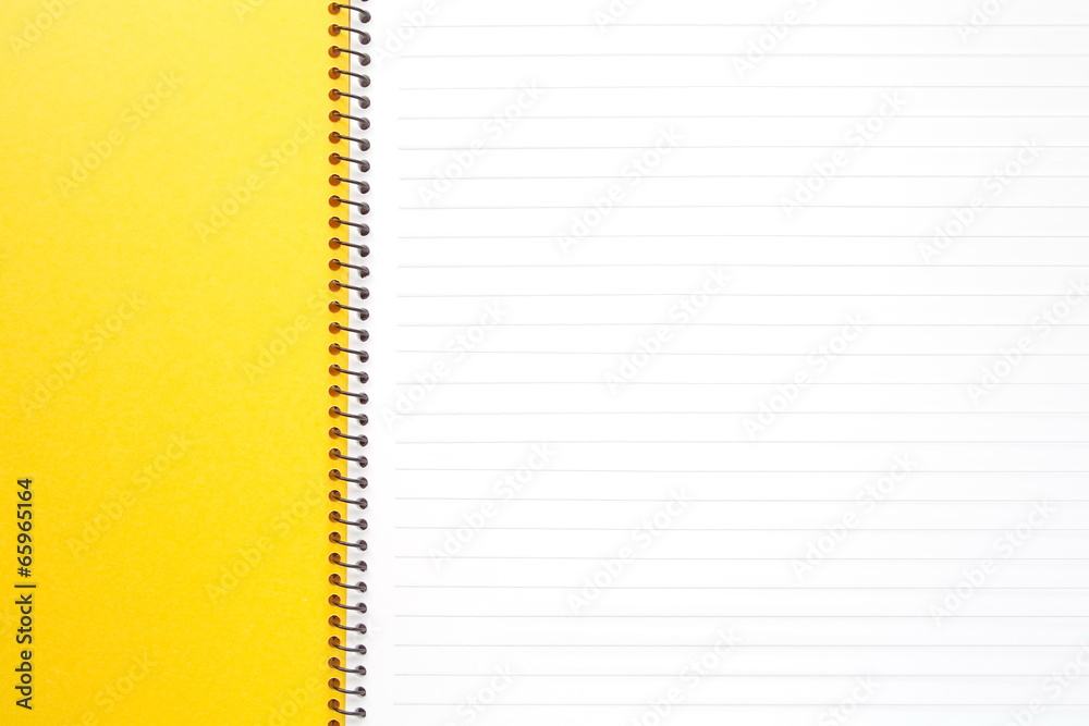 Open notebook with striped on white background