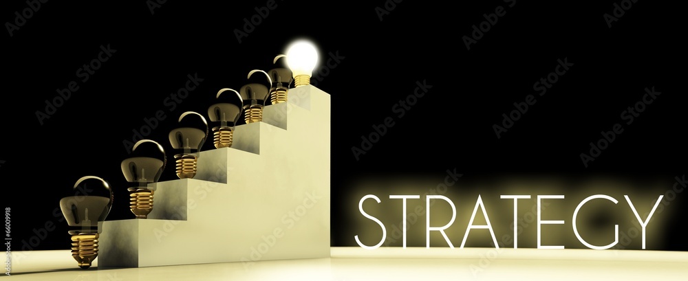 Strategy light bulb concept, dark background