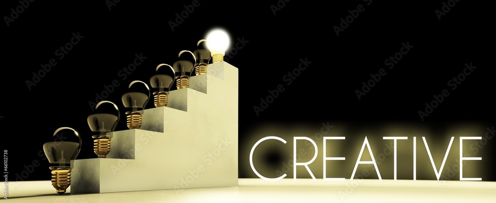 Creative light bulb concept, dark background