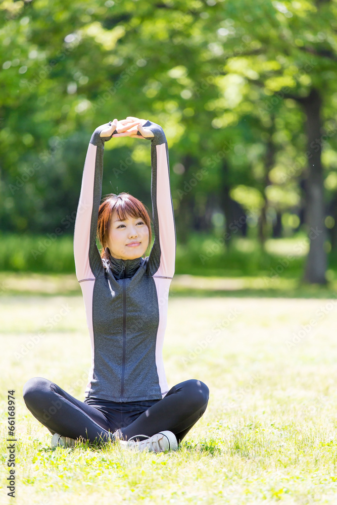 attractive asian woman exercise image