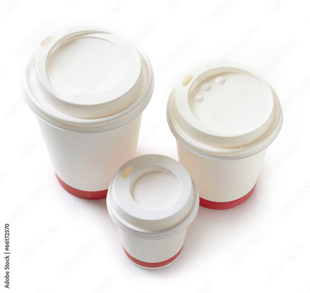 various paper coffee cups