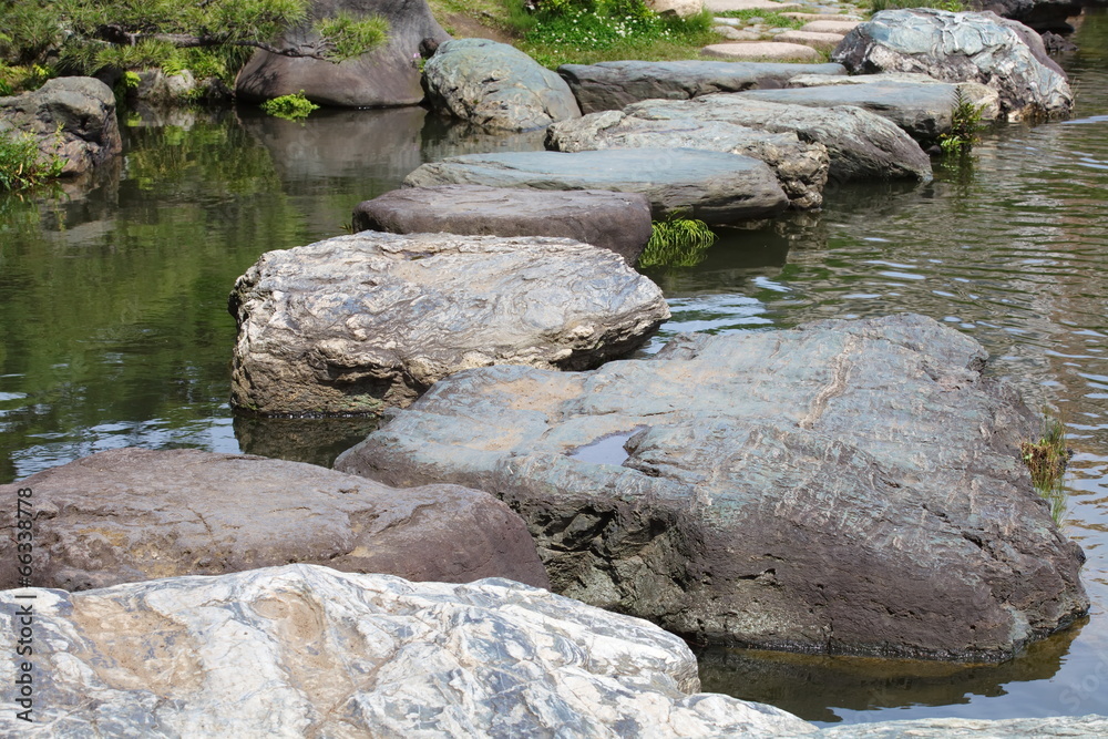 Zen stone path in a Japanese Garden