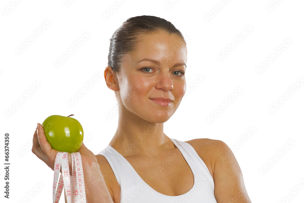 young attractive woman with measuring tape