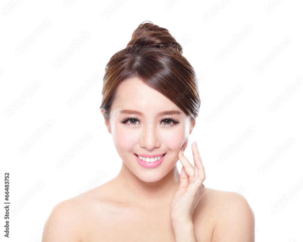 attractive woman face with health skin