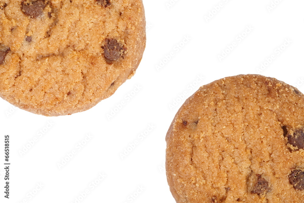 Chocolate cookies biscuit on a white background